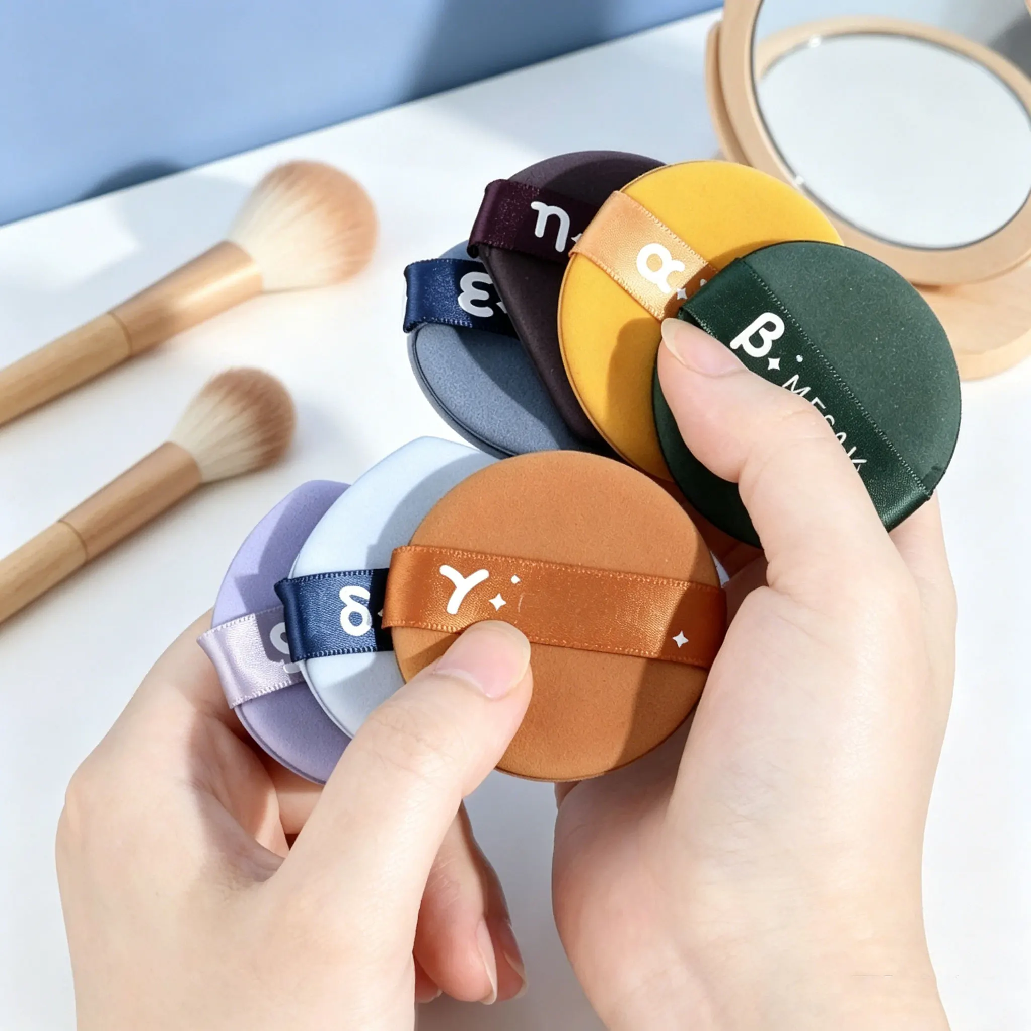 7pc/Set Air Cushion Puff Makeup Sponge Set Double-Sided Wet Dry Dual-Use Non Powder Universal Makeup Sponge Makeup Tools