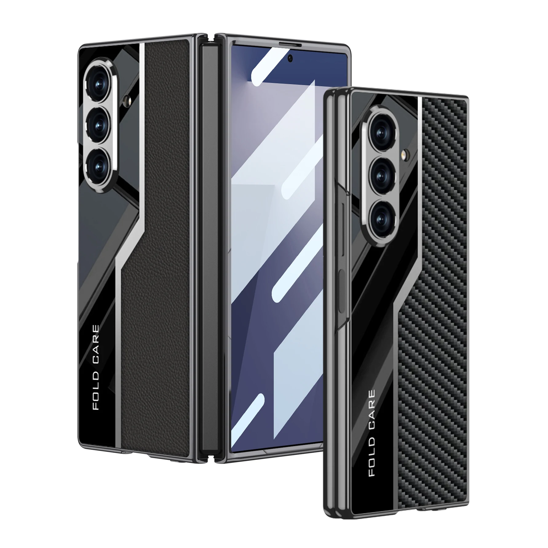 

For Samsung Galaxy Z Fold 7 Case Luxury Plating Plain Leather Front Screen Glass Plastic Hard Cover For Galaxy Z Fold 6 5 Case