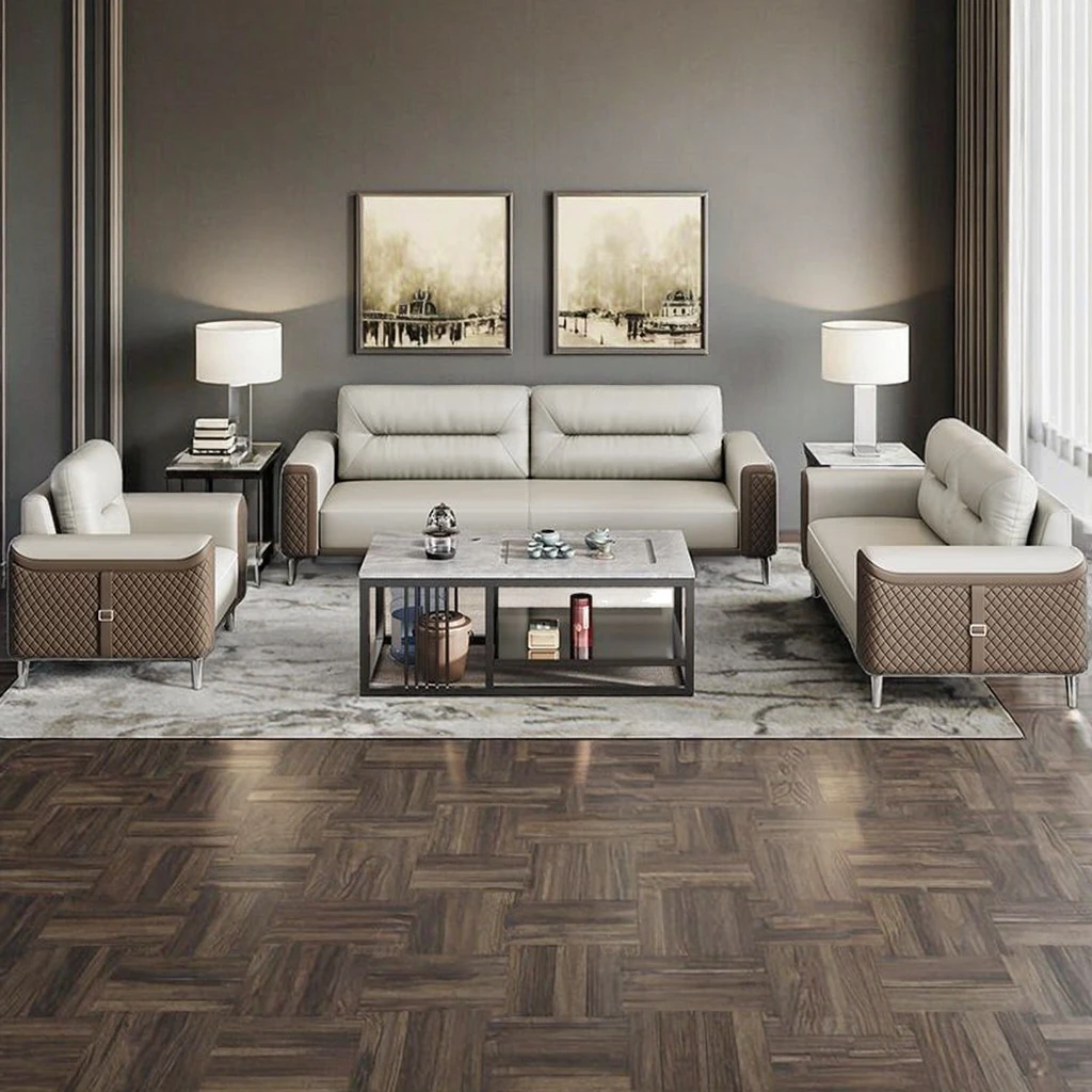 ชุดโซฟาสำนักงานทันสมัย Xipi สำหรับห้องนั่งเล่น ห้องรับรองธุรกิจ หุ้มด้วยหนังสังเคราะห์