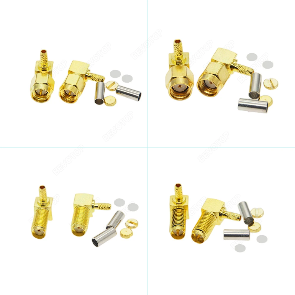 10pcs/lot RP-SMA/SMA Male with Window Connector Crimp RG174 RG316 LMR100 RF Connector Gold Plated 50 Ohm