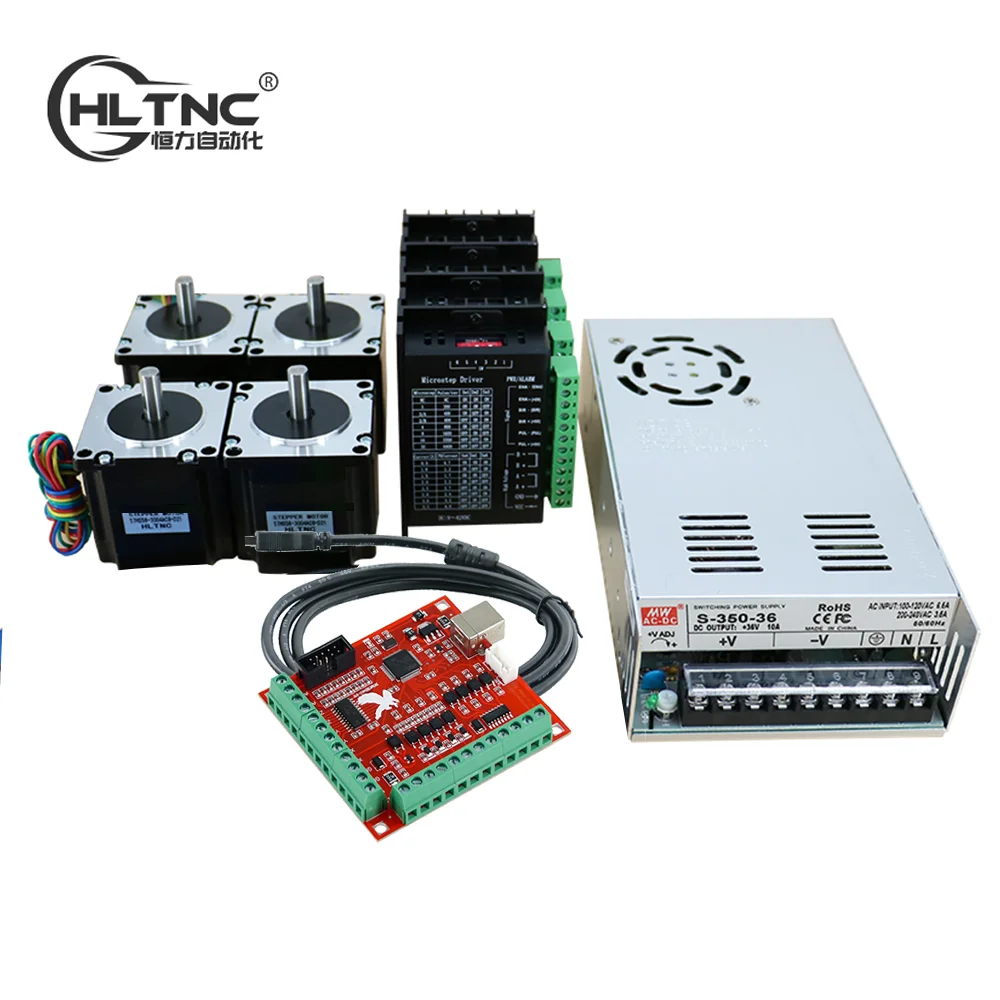 HLTNC 3 4 Axis Nema23 1.2N 56mm Stepper Motor Kit With Driver TB6600 And USB LPT DB25 Breakout Board For CNC Engraver Router