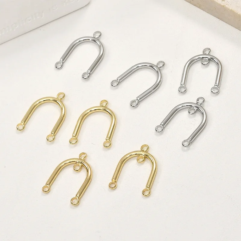 

14K Gold Plated Arch U-Shaped with loop Drop Earring Chain Connector,Geometric Horseshoe Pendant,DIY Jewelry Accessories