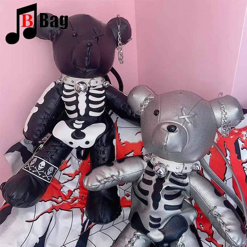 Gothic Y2K przyprawa dziewczęca damska torba na co dzień Vintage gwiazda Harajuku styl niedźwiedź torba Muppet przenośna plecak skośny Punk