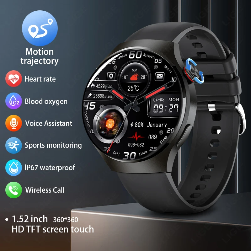 

LIGE Men Smart Watch Bluetooth Call Men SmartWatch For GPS Sport Tracker Waterproof Watch Women AMOLED Screen For HUAWEI GT4