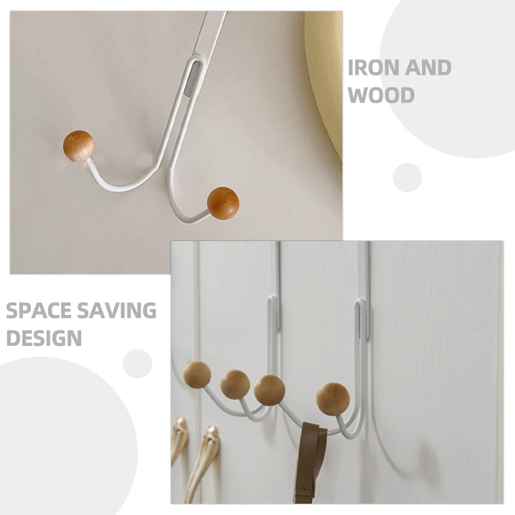 

2pcs Over Door Hanger Hooks Heavy Duty Iron Wood Organizer For Bathroom Kitchen Towels Coats Hats Behind Door Cubicle Hangers