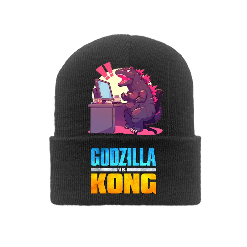 Godzilla Kong Kids Knitted Hat Movie Cartoon Girl Beanie Hat Outdoor Casual Warm Hundred Take Knitted Caps Children's Adult Gift