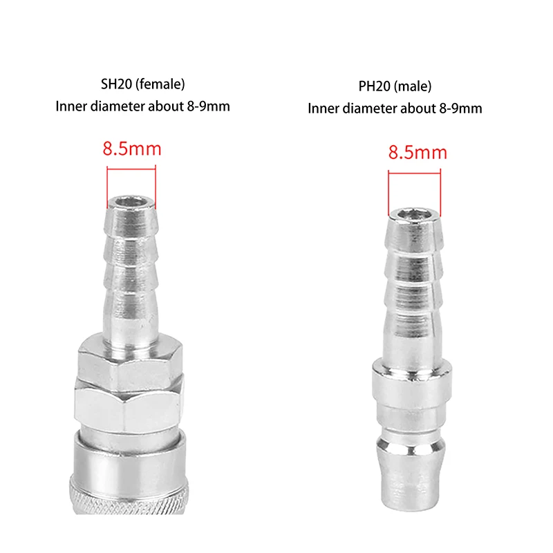 2pcs Pneumatic Fitting C Type Quick Coupling Connector Coupler For 8mm Compressor PH20+SH20