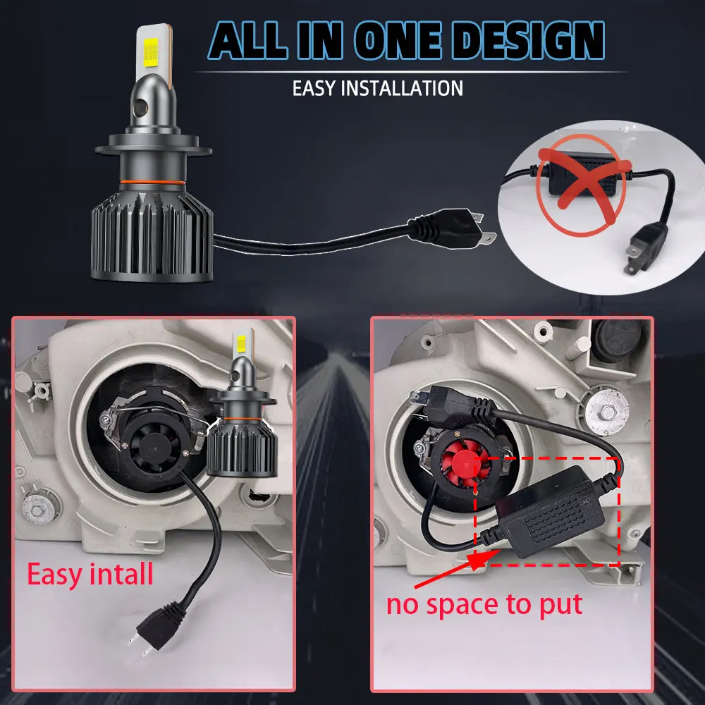 Infitary High Power 110W H7 LED Headlight H4 Lamp Bulb for Car H1 H11 HB3 9005 HB4 9006 CANBUS Lights for Vehicles 12V Headlamp view 5