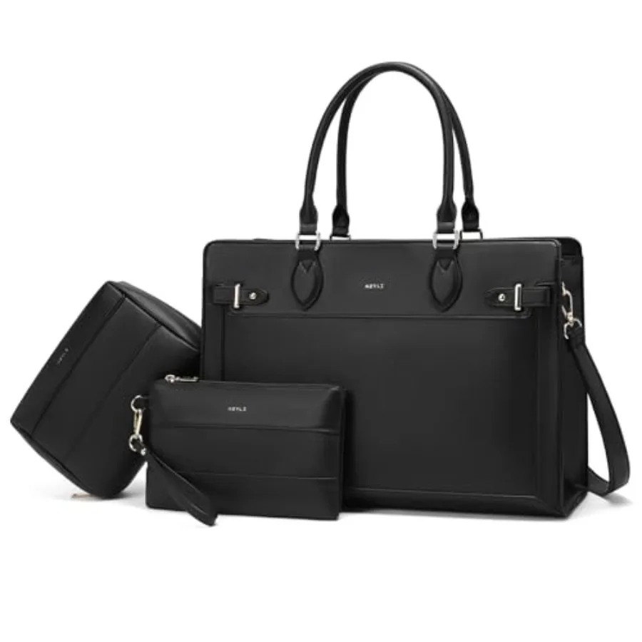 

3pc Sets Laptop Tote Bag for Women 15.6 Inch Work Bags Business Computer Briefcase Leather Messenger Shoulder Purses