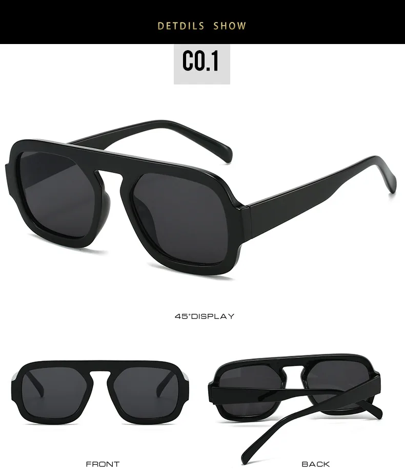 SO&EI Retro Quadratische Sonnenbrille Frauen Mode Gradient Shades UV400 Männer Punk Blau Grün Sonnenbrille – Detail 7