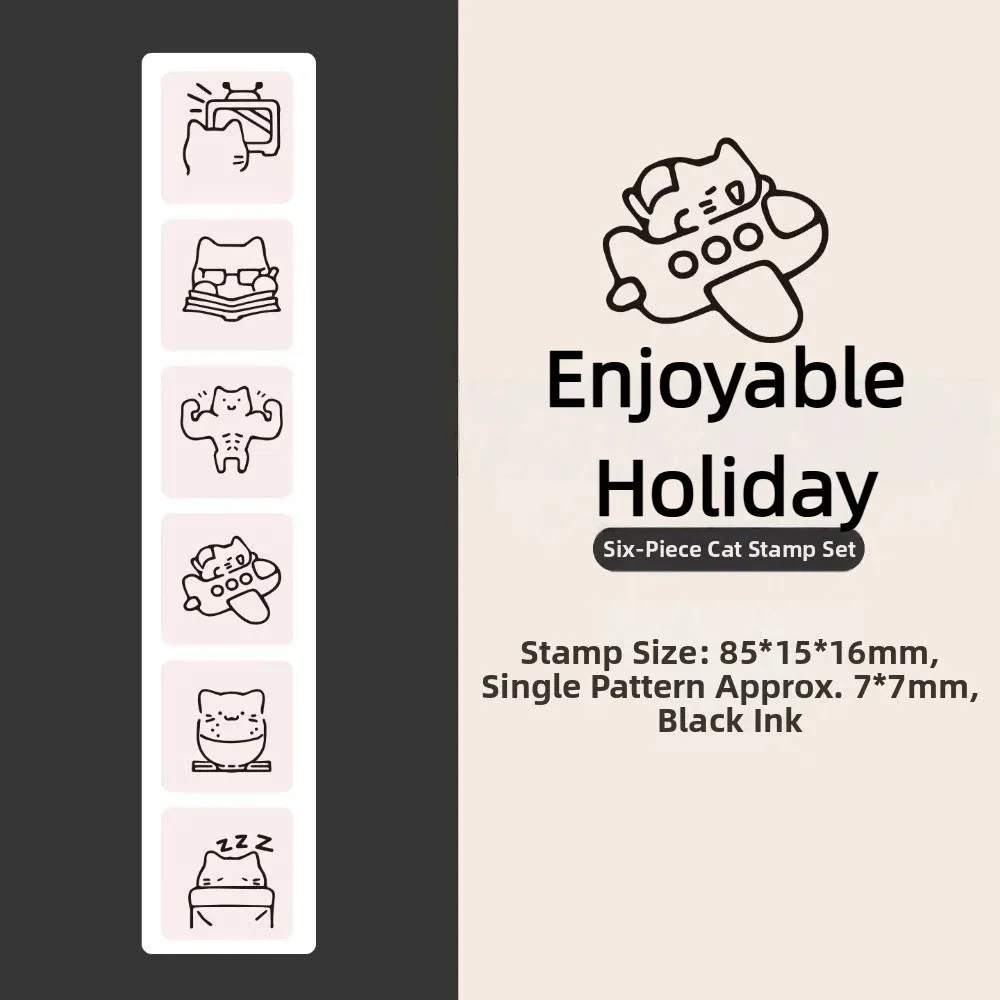 لطيف مزاج جيد سلسلة القط شكل ختم DIY بها بنفسك البسيطة الكرتون نمط Stamps بسيطة 6 خطوط مذكرات ختم دفتر سكرابوكينغ ديكور