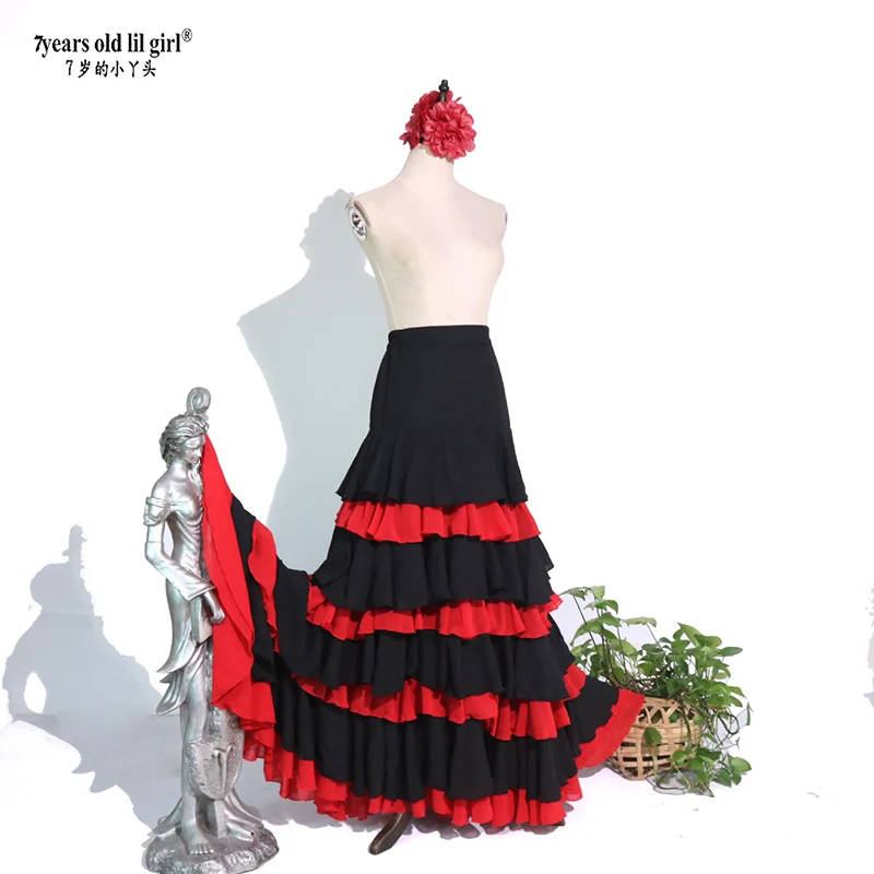 اسبانيا تنورة رقص الفلامنغو سماكة الشيفون نمط تنورة التدريب الأصلية GD14 #2