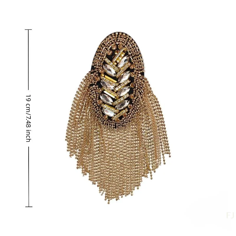 [YU]Fashion Handmade Shoulder Jewelry Tassel Rhinestones Epaulettes Clothing Accessories Brooch Epaulet Shoulder Brooches Gift