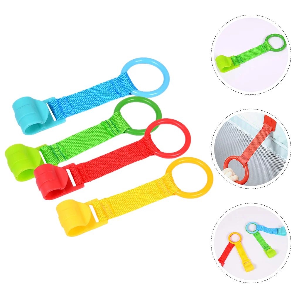 

4Pcs Baby Walking Assistant Pull Up Rings Crib Cot Hanging Handle Toddler Learning Tool Baby Pull Up Rings Hanging Ring