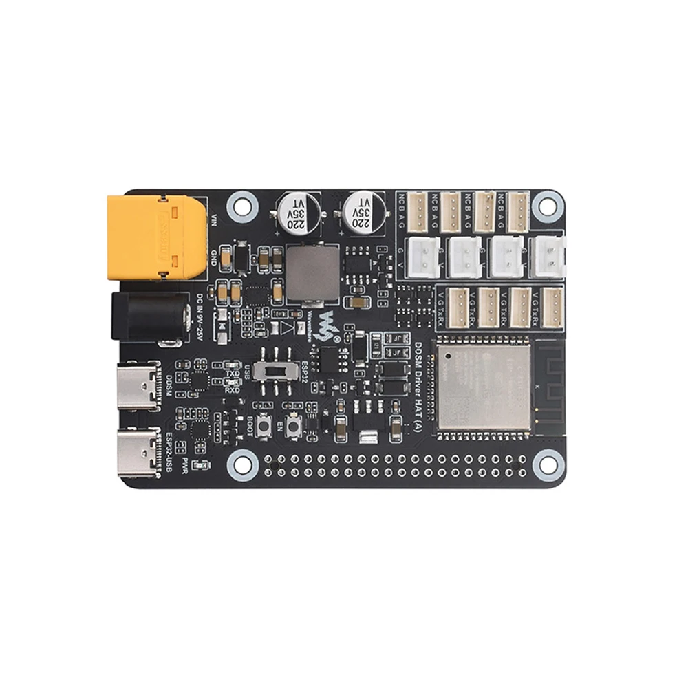 Motor Drive Board WiFi Wireless ESP32 DDSM Motor Driver HAT Type-C Interface for Direct Drive Servo Hub Motors for Raspberry Pi