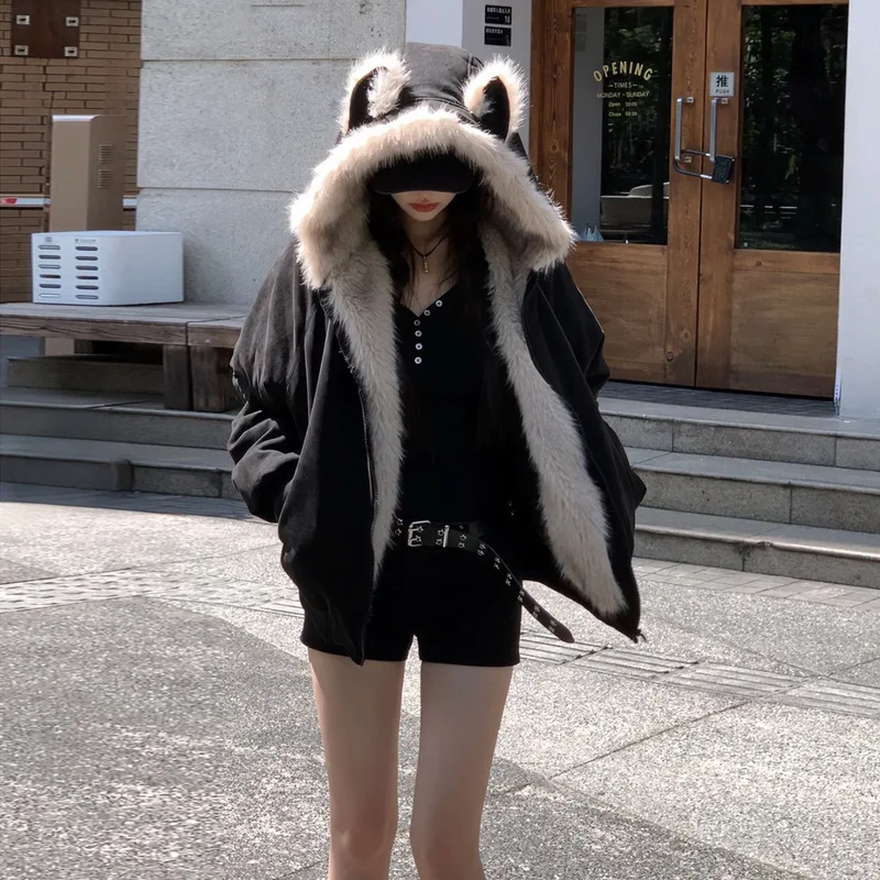 

Winter New Arrival Street Style Commute Style for Women Fashionable Oversize Parka Coat with Hood Cotton Polyester Fiber