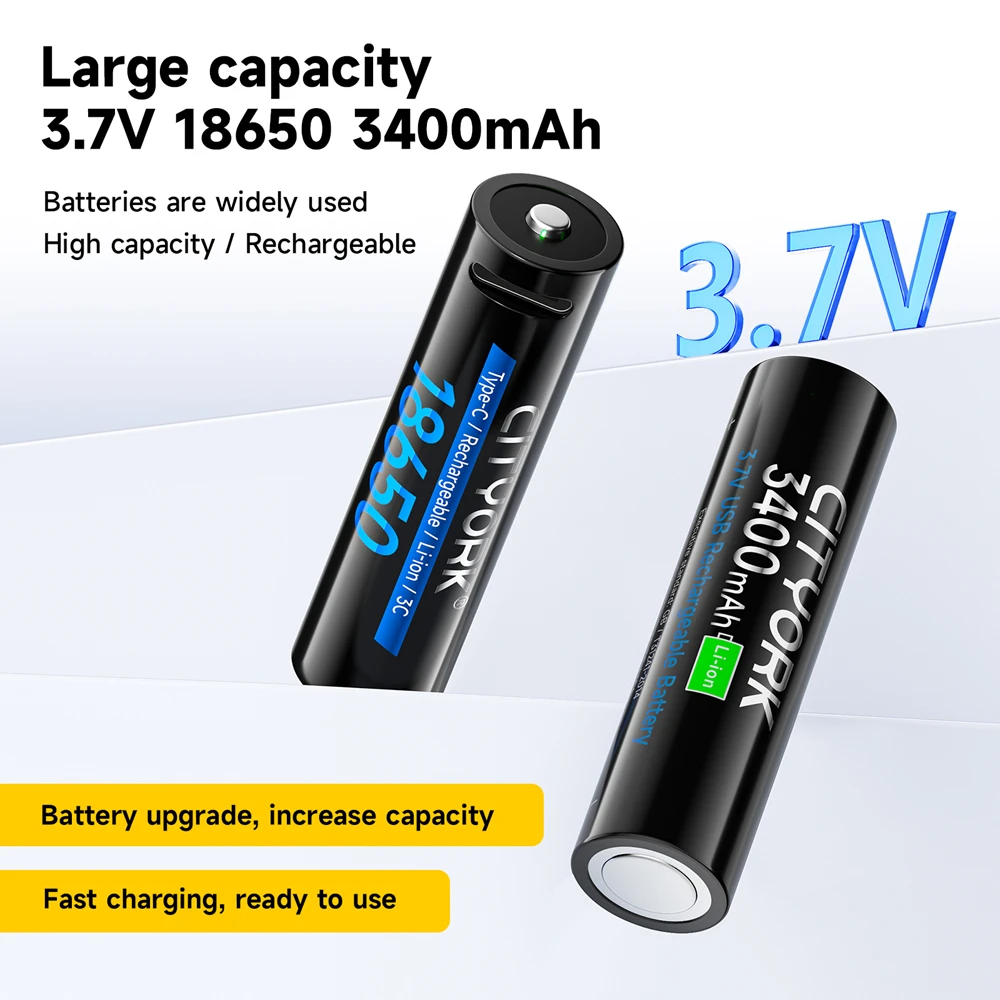 بالو 18650 بطارية الناقل التسلسلي العام 3.7V 3400mAh بطارية ليثيوم أيون قابلة للشحن ، مناسبة لأنّ مصباح يدوي LED ، المصباح ، لعبة الشعلة ، نوع جيم خط شحن سريع