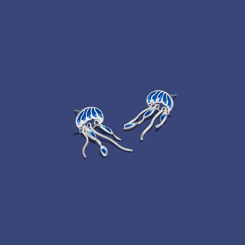 2023 New South Korean Marine Jellyfish Stud earrings Fashion Luxury Elegant Enamel Glaze Squid Earrings Women Jewelry Gifts