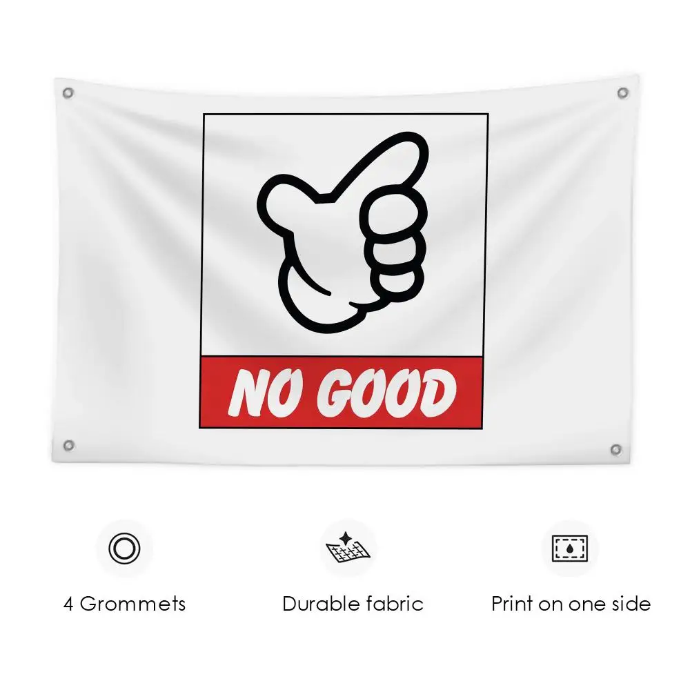 NO GOOD RACING Logo-Flaggen, individuelles Wandbehang-Kunstbanner für Schlafzimmer, Zuhause, Wohnzimmer, Outdoor-Dekoration