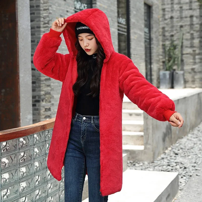 2026 New Winter Jacket Women's Parkas Thick Warm Fur Lining Long Parka Female Hooded Fleece Padded Coat Distachable Outwear 5XL