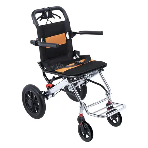 Lightweight Foldable Transport Wheelchair, 15.75-inch Seat Portable Transport Chair With Handbrake Travel Wheelchair
