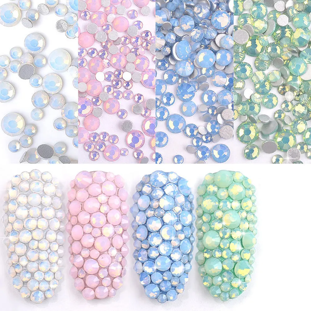 4Pcs Manicure Glass Nail Rhinestone Colorful Decoration DIY Nail Art Accessories for Women Manicure Rhinestone