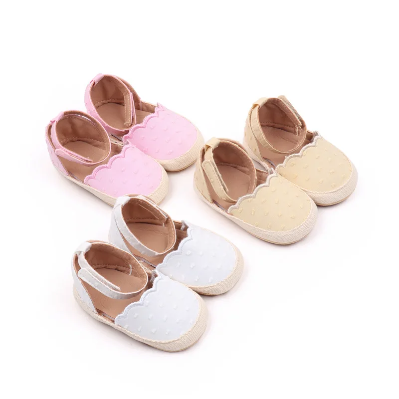 Newborn Baby Girl Mary Jane Flats Cute 3D Dots Princess Dress Shoes Non-Slip Ankle Strap Crib Shoes for Infants