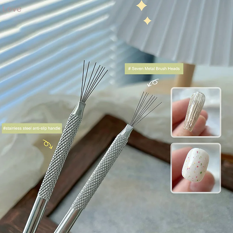 [L & P] متعددة الوظائف مسمار الفن خط اللوحة 7 دبوس القلم انحناء مقبض من الفولاذ المقاوم للصدأ مسمار الأشعة فوق البنفسجية هلام فرش رسم أدوات مانيكير