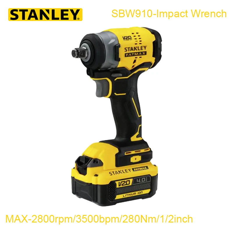 Stanley Cordless Impact Wrench SBW910 20V 280Nm 2800rpm 3500bpm Brushless Motor PowerShare 20V Battery Platform