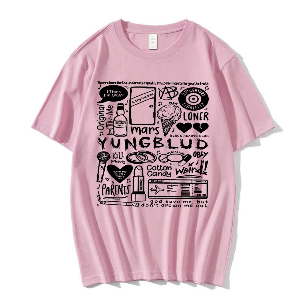 Yungblud Print T Shirt Men\'s Women\'s Oversize O-Neck Short Sleeve Tee Clothes Hip Hop T-shirt Graphic Unisex T Shirts Streetwear