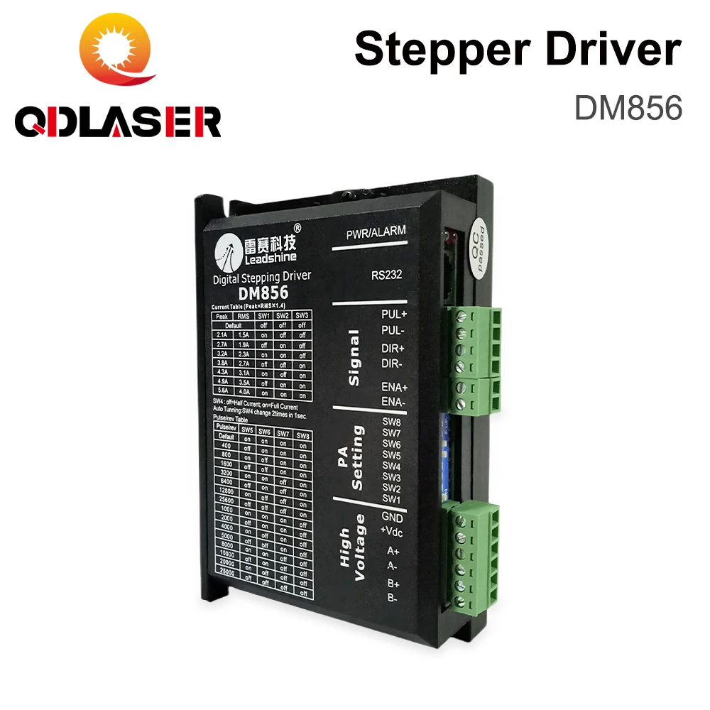 

QDLASER Leadshine DM856 2 Phase Stepper Driver 20-80VAC 0.5-5.6A 7-16mA