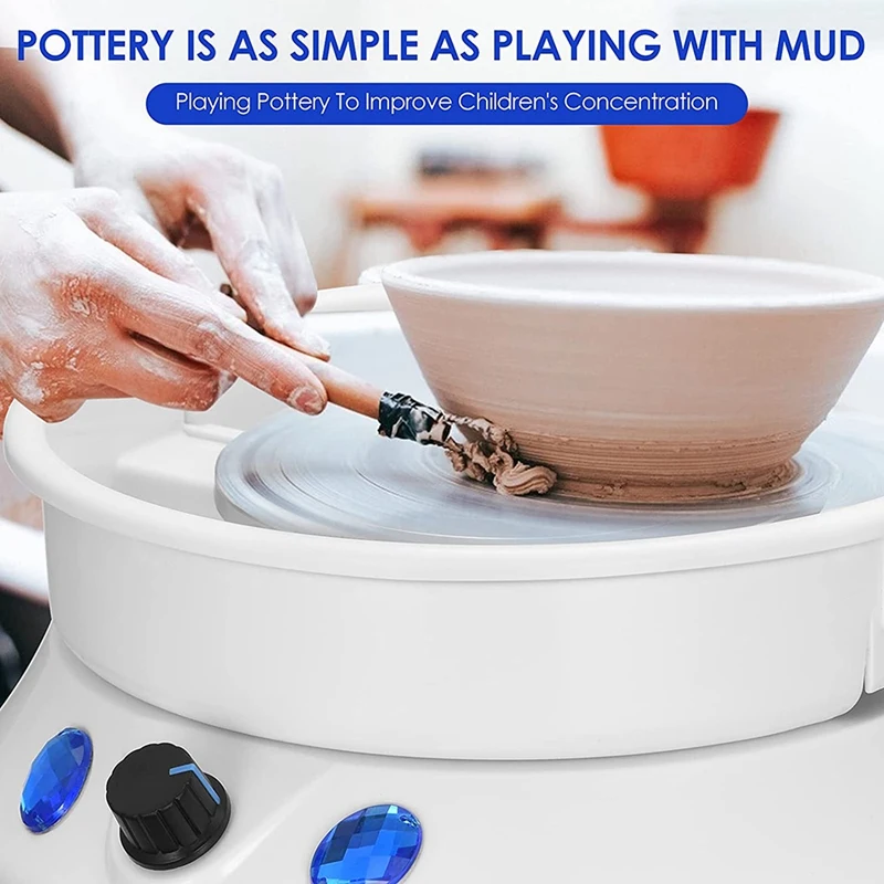 Pottery Wheel, Electric Ceramic Working Clay Shaper DIY Art Craft Tools With Removable ABS Basin