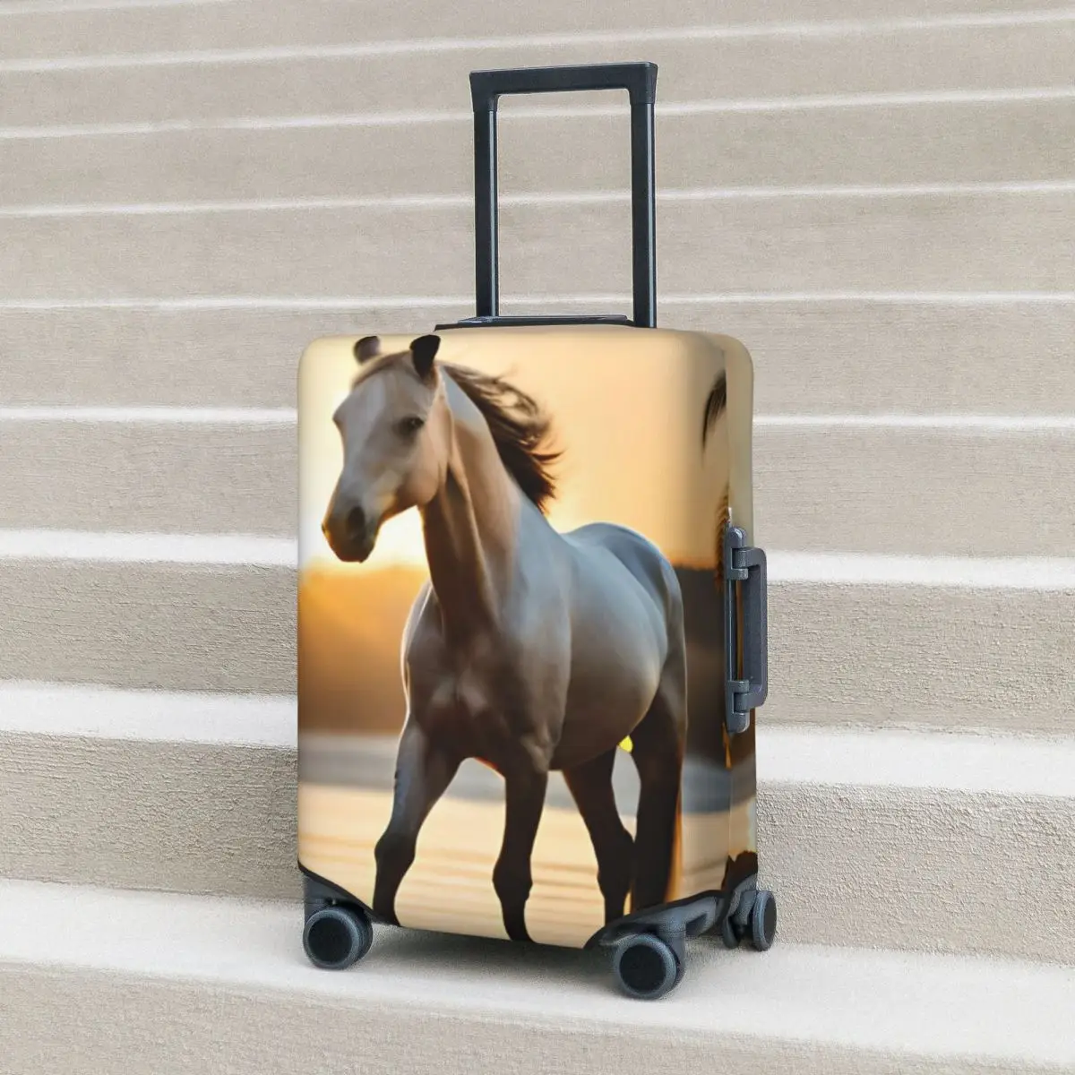 White Horse Printed Suitcase Cover Sunset Sea Useful Business Protection Luggage Supplies Vacation