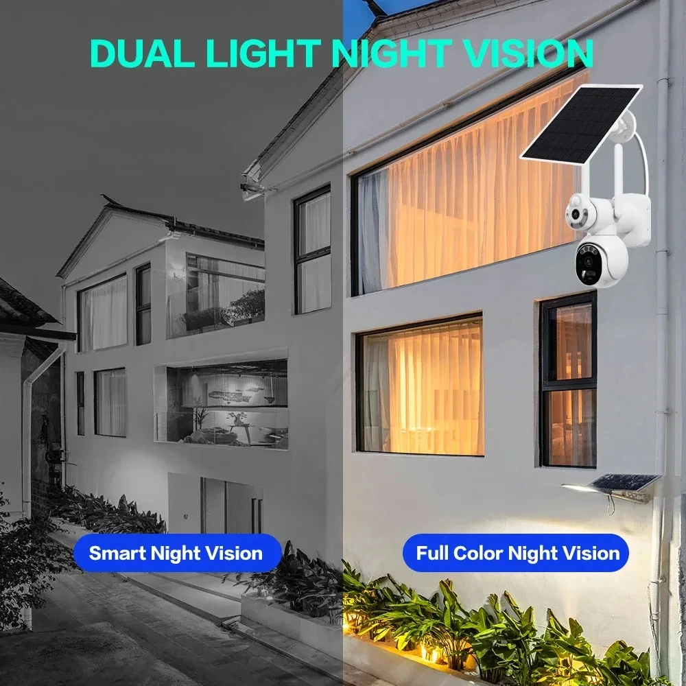 Smart Home 8MP 4G Dual Lens PTZ Solar Camera Outdoor Dual Screen Auto Human Tracking Secuity 4G Wireless Surveillance IP Camera