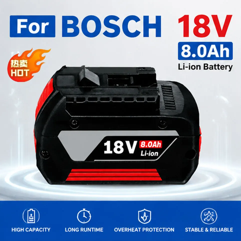 100% für BOSCH 18V Batterie Original Lithium-Batterie für BOSCH Batteriepack 8.0AH Original Werkzeug-Akku