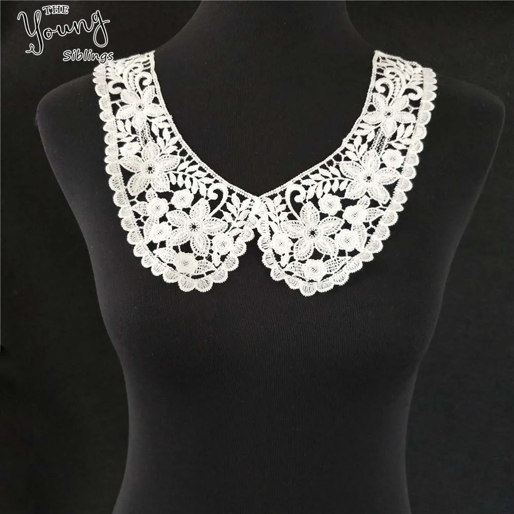 Hot sale White Lace Collar Guipure Floral Lace Fabric Trim DIY Embroidery Lace Neckline Sewing Applique trim Clothing Accessory