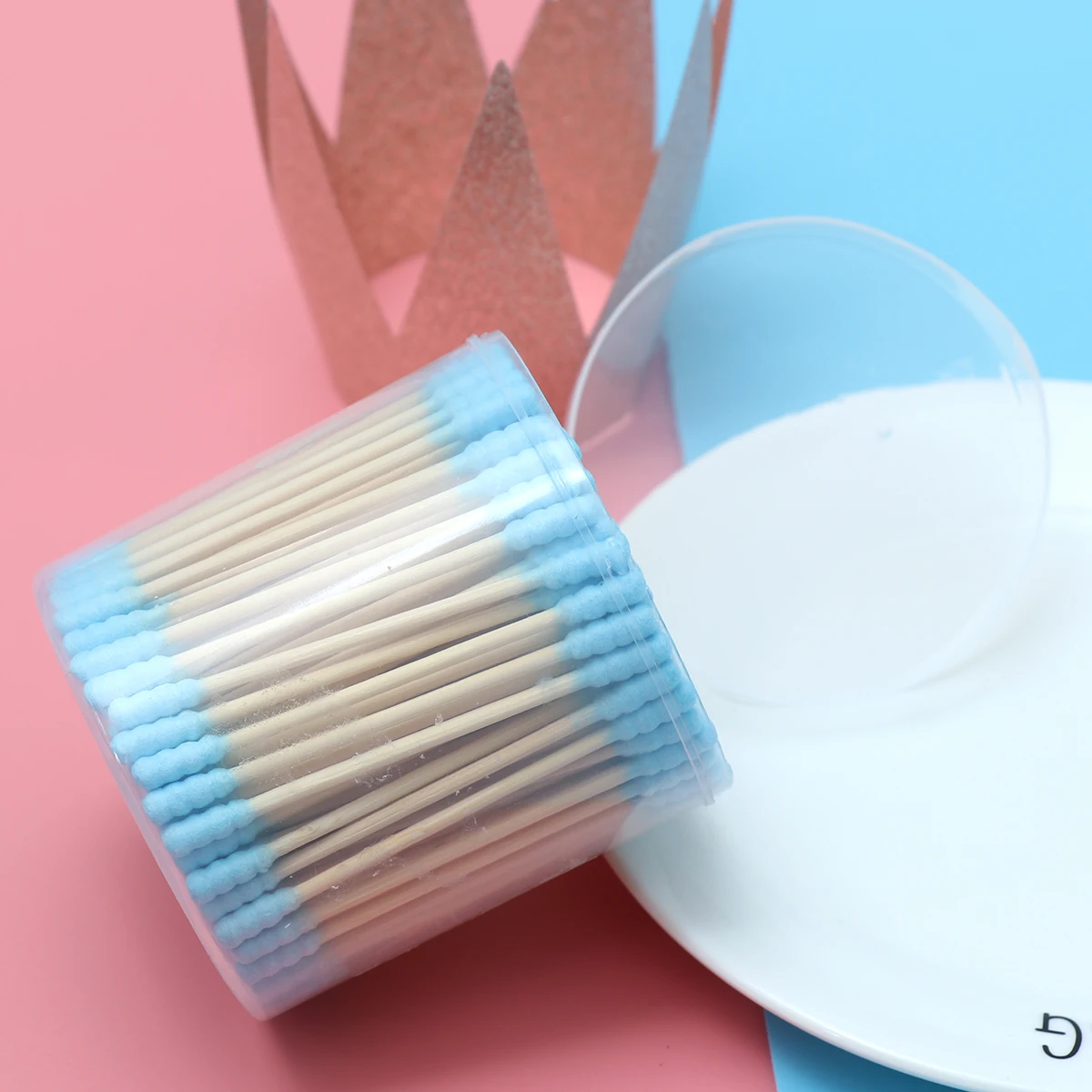 200 قطعة مسحات القطن الملونة مزدوجة يميل قضيب للعناية الجمال ماكياج تنظيف الأظافر صندوق تخزين الأدوات متعدد الوظائف