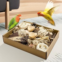 Natural Bird Toy Set Bamboo Weaving Interactive Parrot Chewing Toys Rattan Ball Loofah Conure Shredding Toys
