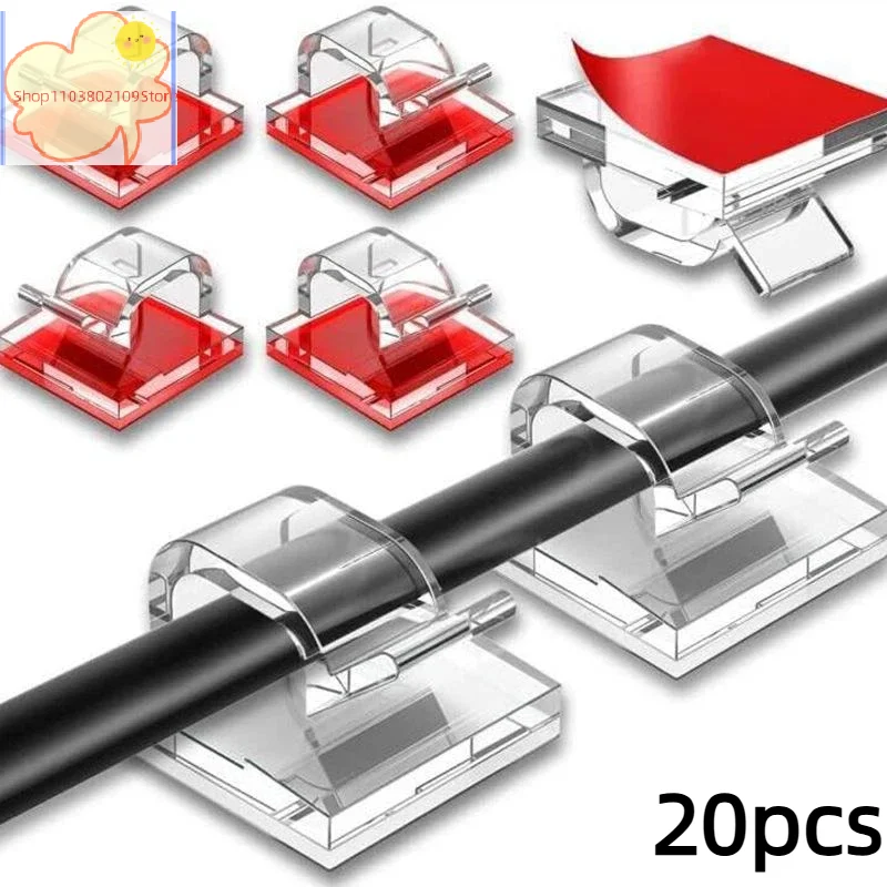 【HT】【HT】Cable Organizer Clips Holder Protector USB Cable Management Adhesive Hooks Desk Clamp For Home Office