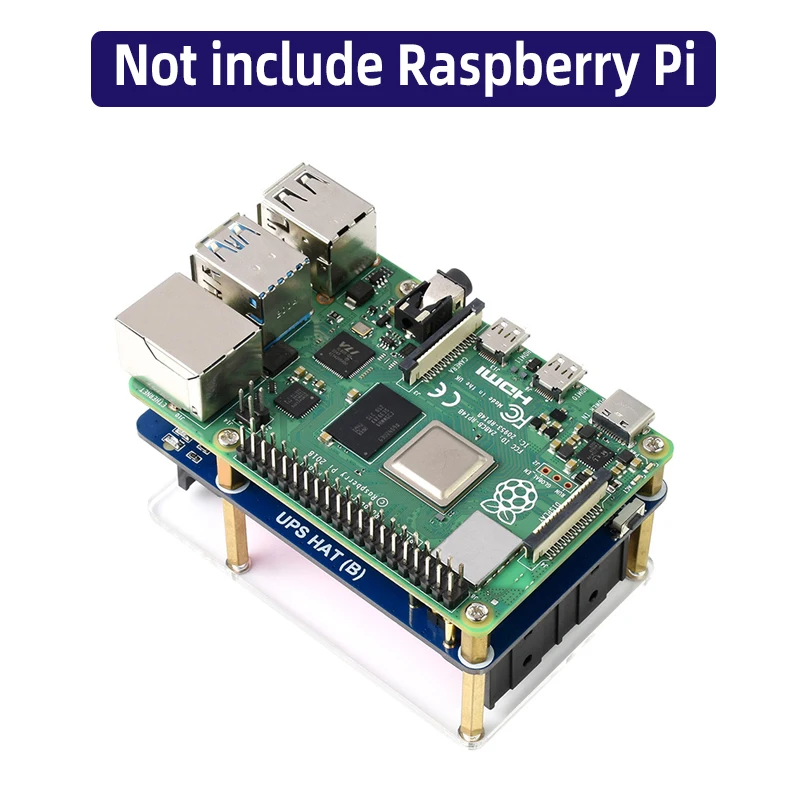 Raspberry Pi UPS HAT (B) 5V Uninterruptible Power Supply 5A High Current Pogo Pins Connector for Pi 4B 3B+ 3B