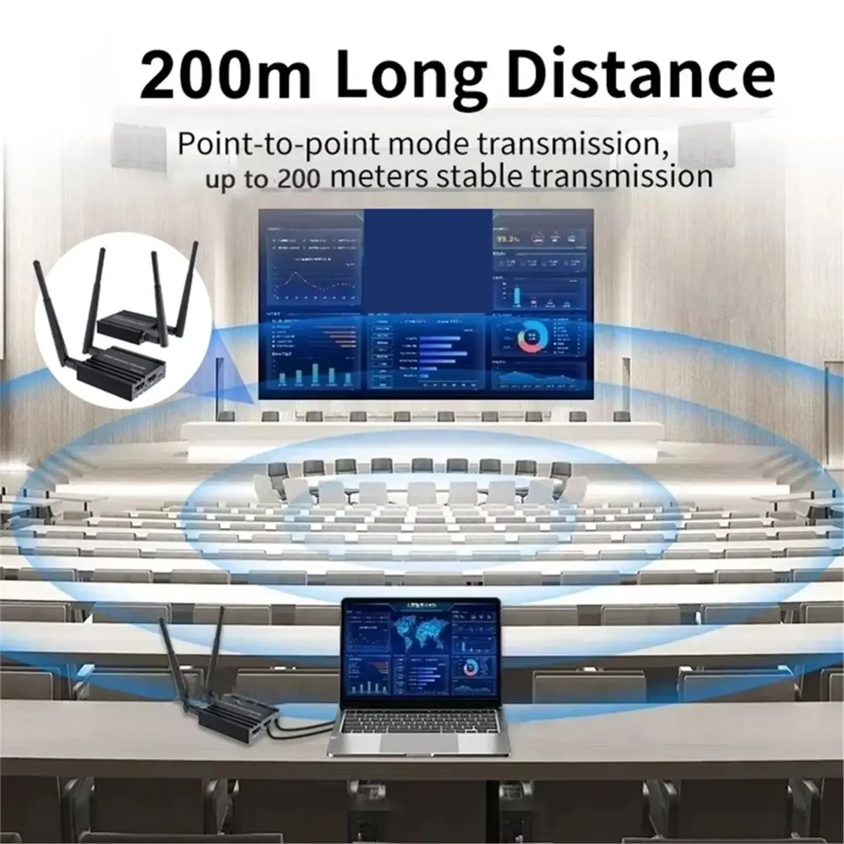 A85P 200M 1080P Wireless HDMI-Compatible Extender Audio Video Transmitter and Receiver for DVD Camera Laptop TV Projector