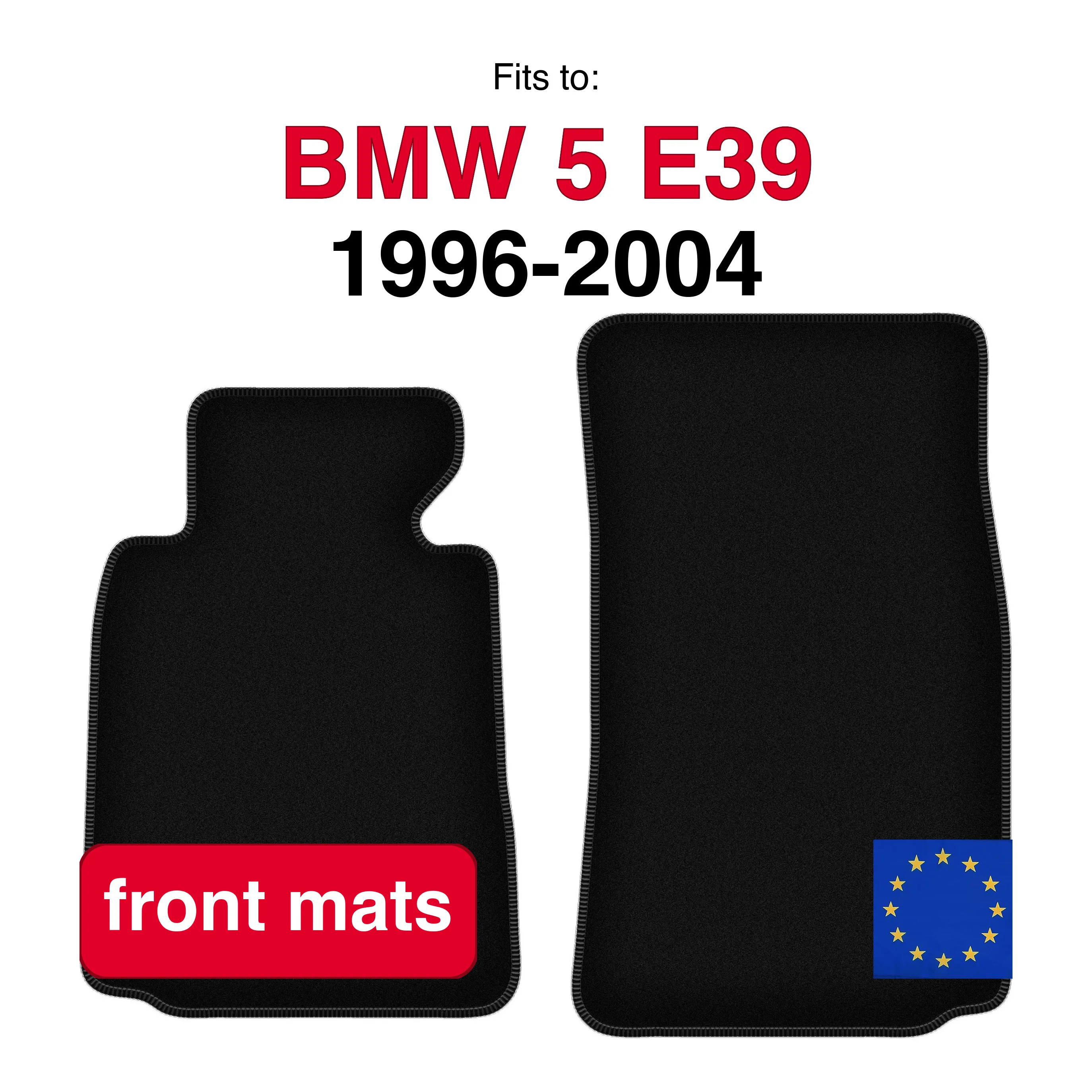 Image of Velours-Fußmatten vorne für BMW 5 E39 Limousine, Kombi, Touring (1996-2004) - Schwarz (2 Stück) Set Vorderfußmatten fürs Auto