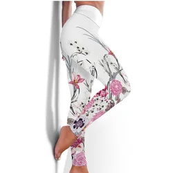 Spring and summer flower print high-waisted stretch slim pants around play daily wear female leggings