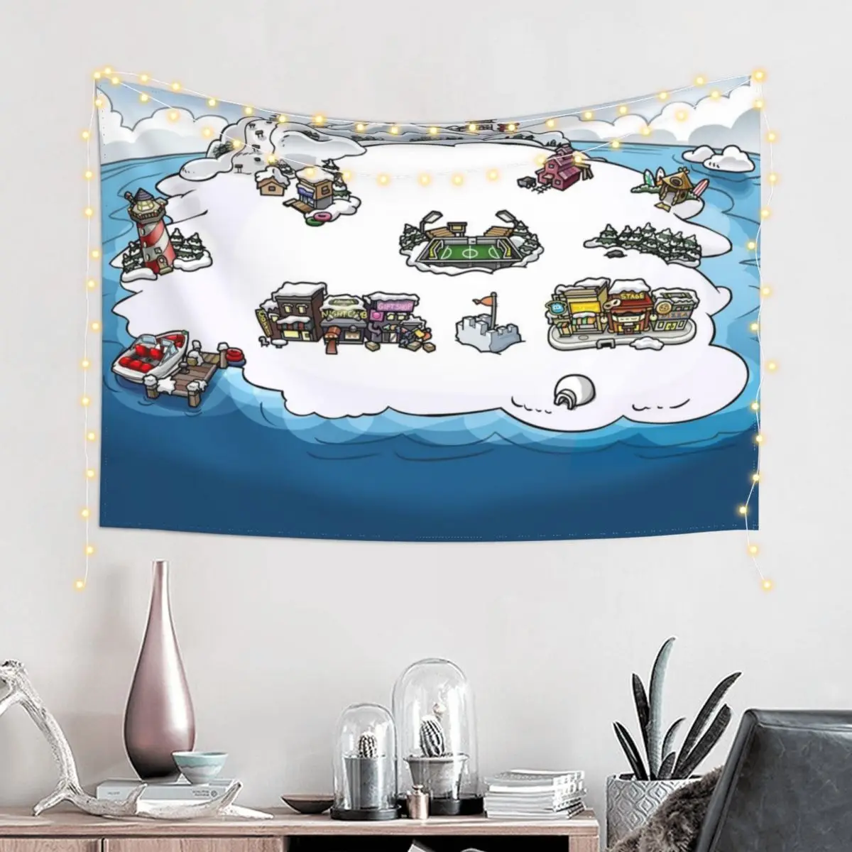 Club Penguin Map Tapestry Custom Mushroom Tapestry