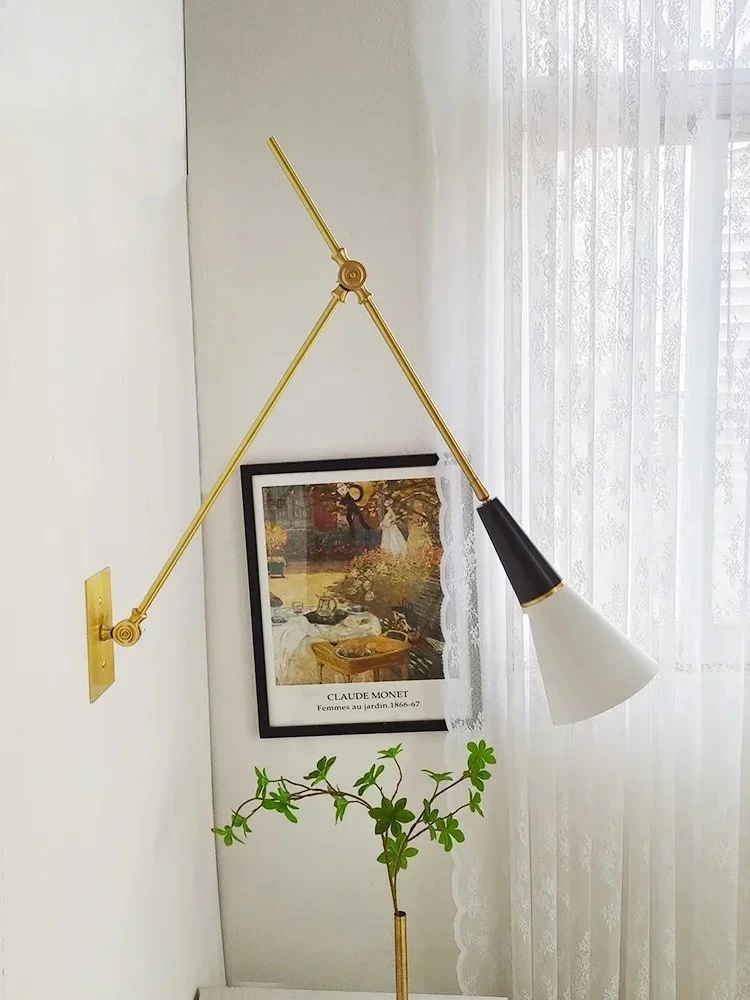 LED E14 Adjustable Swing Arm Wall Sconces Kitchen Island Sofas Bedside American Retro Medieval Black/Gold Lustre Brass Wall Lamp