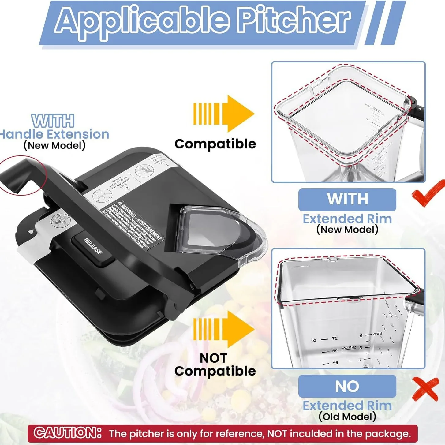 Replacement Locking Lid for Ninja,72 OZ Blenders Replacement Parts for Pitcher BL770 BL771 BL773 BL660 BL740 BL780