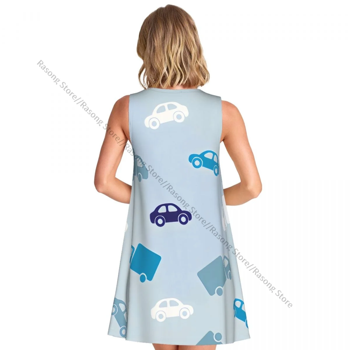 Vestido feminino carro caminhão verão casual camiseta praia cobrir vestido regata