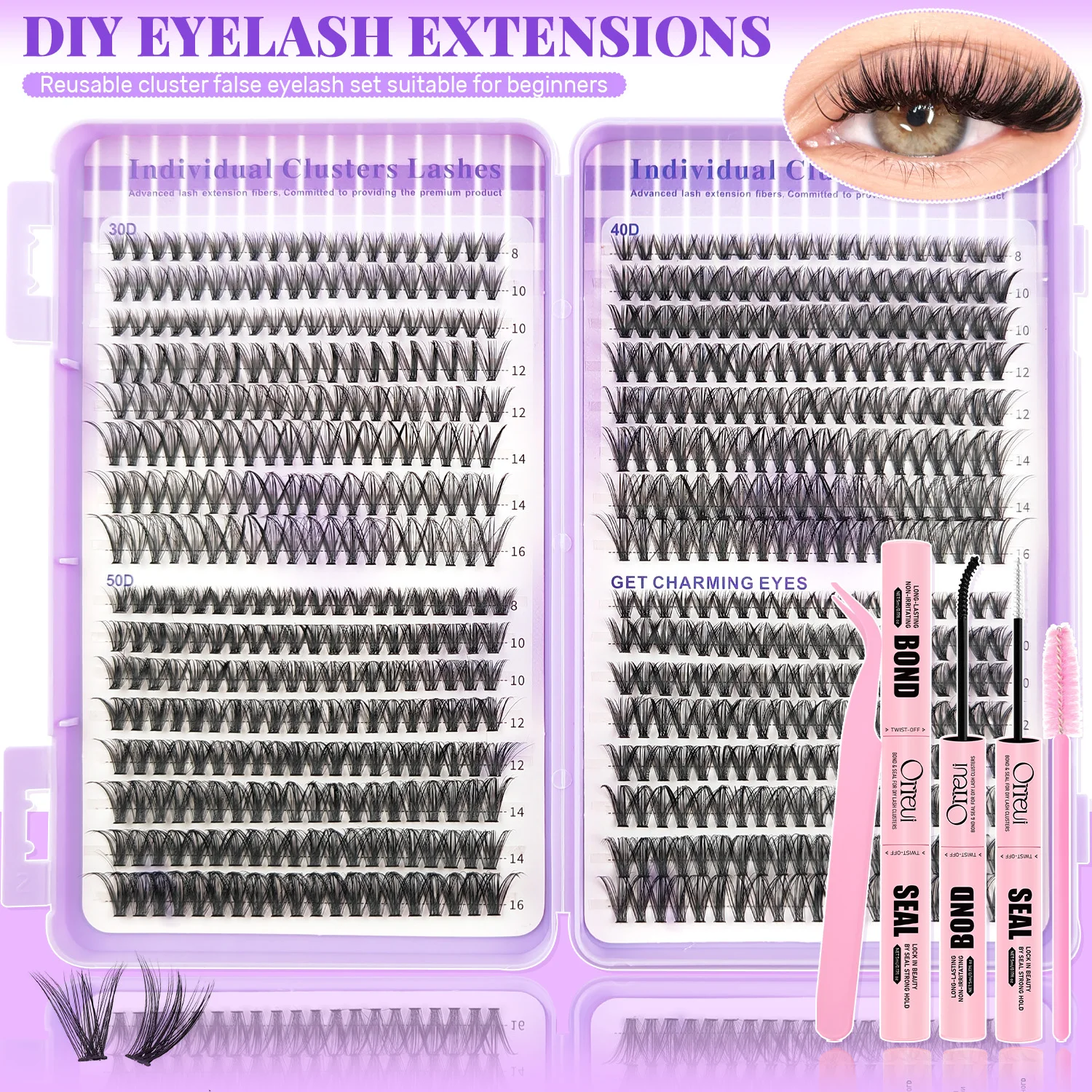 Lash Extension Tweezers - DIY Cluster Eyelash Extension Kit 30D