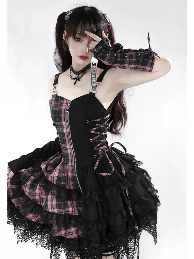 

DamnGirl Witch Girl Magic Transformation Dress Demon Black Lace Up Bow Unifrom Lolita Devil Angel Cosplay Halloween Costumes