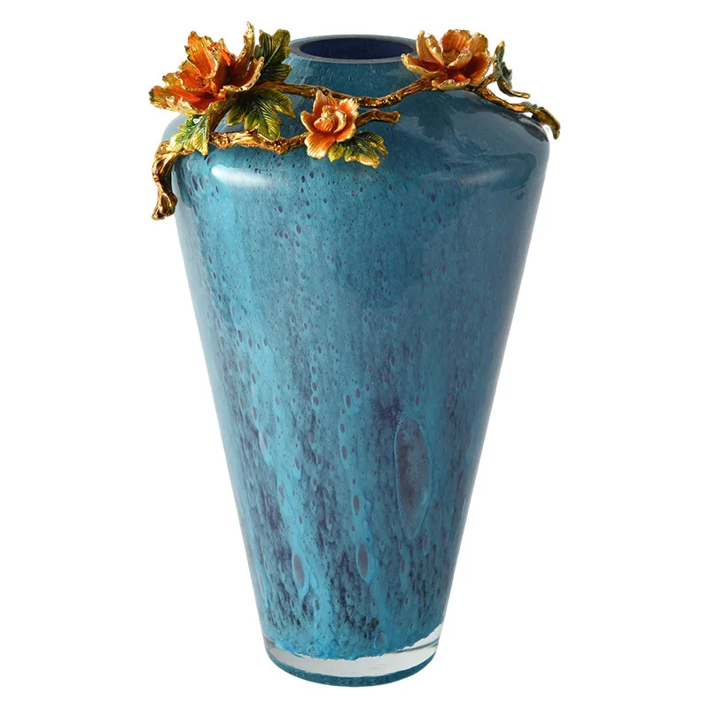 Chinese high-end vase ornament, living room flower arrangement, high-end art enamel flower ware, TV cabinet, entrance light luxu